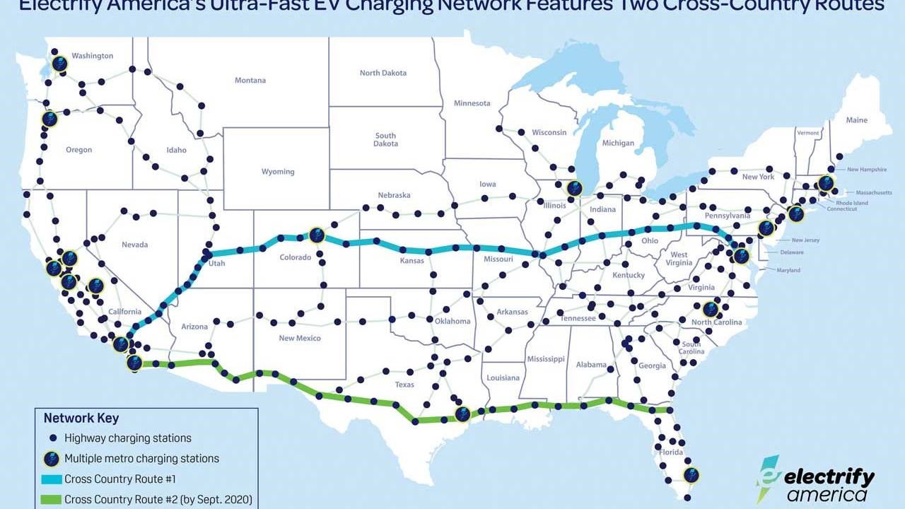 Electrify America完成了越野DC到LA EV的快速充电路线