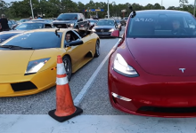 前沿汽车资讯:观看Tesla Model Y Drag Race兰博基尼Murciélago