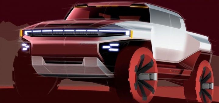 2022年GMC悍马电动车设计草图展示了令人印象深刻的造型细节