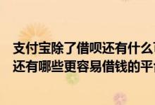 支付宝除了借呗还有什么可以借钱比较好的（除了蚂蚁借呗还有哪些更容易借钱的平台？）
