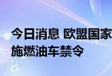 今日消息 欧盟国家支持推动在2035年开始实施燃油车禁令