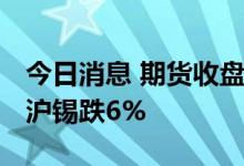 今日消息 期货收盘：国内期货收盘涨跌互现 沪锡跌6%
