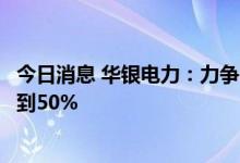 今日消息 华银电力：力争“十四五”末清洁能源装机占比达到50%