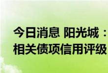 今日消息 阳光城：大公决定终止对阳光城及相关债项信用评级