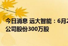 今日消息 远大智能：6月28日控股股东以大宗交易方式减持公司股份300万股