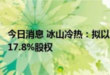 今日消息 冰山冷热：拟以1.02亿元转让冷王集装箱温度控制17.8%股权