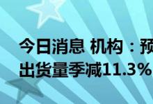 今日消息 机构：预估第二季液晶监视器面板出货量季减11.3%