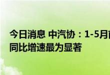 今日消息 中汽协：1-5月前十家轿车生产企业中比亚迪销量同比增速最为显著