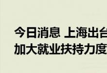 今日消息 上海出台稳就业20条针对性举措  加大就业扶持力度