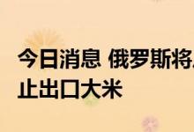 今日消息 俄罗斯将从7月1日起至12月31日禁止出口大米