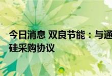 今日消息 双良节能：与通威股份旗下公司签订560亿元多晶硅采购协议