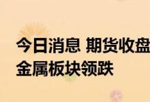 今日消息 期货收盘：国内期货收盘普遍下跌 金属板块领跌