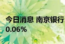 今日消息 南京银行：上半年净利润同比增长20.06%