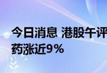 今日消息 港股午评：恒指收跌0.59% 复星医药涨近9%
