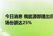 今日消息 俄能源部提出目标：到2050年俄罗斯世界煤炭市场份额达25%
