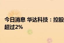今日消息 华达科技：控股股东及实际控制人陈竞宏拟减持不超过2%