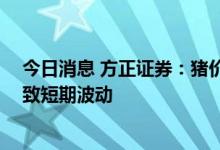 今日消息 方正证券：猪价震荡上行趋势不改 市场预期回落致短期波动