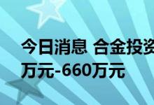 今日消息 合金投资：预计上半年净利润441万元-660万元