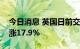 今日消息 英国日前交付的天然气批发价格上涨17.9%