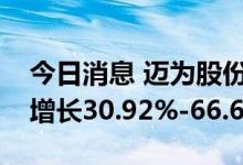 今日消息 迈为股份：预计上半年净利润同比增长30.92%-66.63%