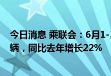 今日消息 乘联会：6月1-30日全国乘用车市场零售192.6万辆，同比去年增长22%