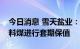 今日消息 雪天盐业：暂未在金融市场上对原料煤进行套期保值