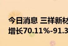 今日消息 三祥新材：预计上半年净利润同比增长70.11%-91.37%