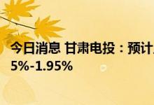 今日消息 甘肃电投：预计上半年净利润较上年同期变动-4.85%-1.95%