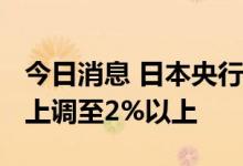 今日消息 日本央行将把2022财年的通胀预期上调至2%以上