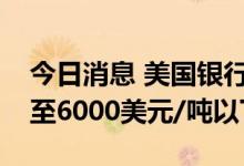 今日消息 美国银行：未来几个月铜价可能跌至6000美元/吨以下