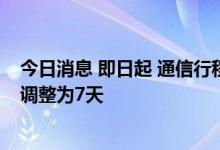 今日消息 即日起 通信行程卡查询结果覆盖时间范围由14天调整为7天