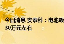 今日消息 安泰科：电池级碳酸锂均价未来两三年可能会回到30万元左右