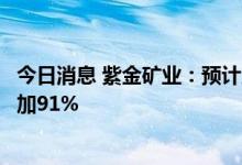 今日消息 紫金矿业：预计上半年净利润约为126亿元 同比增加91%