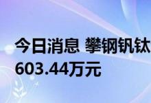 今日消息 攀钢钒钛今日跌停 2家机构净卖出8603.44万元