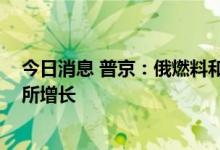 今日消息 普京：俄燃料和能源综合体状况稳定 部分指标有所增长