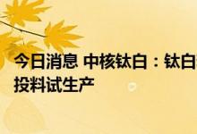 今日消息 中核钛白：钛白粉扩产项目及磷酸铁项目预计年底投料试生产