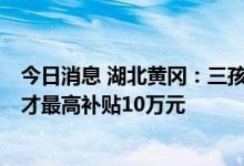 今日消息 湖北黄冈：三孩家庭购房补贴1万元，当年引进人才最高补贴10万元