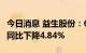 今日消息 益生股份：6月白羽肉鸡苗销售收入同比下降4.84%