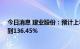 今日消息 建业股份：预计上半年净利润同比增长117.97%到136.45%