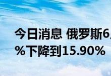 今日消息 俄罗斯6月通胀率从5月份的17.10%下降到15.90%