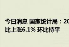 今日消息 国家统计局：2022年6月份工业生产者出厂价格同比上涨6.1% 环比持平