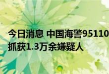 今日消息 中国海警95110开通运行3周年：接警19.3万余起 抓获1.3万余嫌疑人