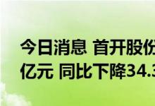 今日消息 首开股份：1-6月签约金额434.86亿元 同比下降34.37%