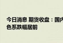 今日消息 期货收盘：国内商品期货收盘多数下跌 化工、黑色系跌幅居前