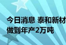 今日消息 泰和新材：对位芳纶计划到2024年做到年产2万吨