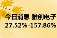 今日消息 雅创电子：预计上半年净利同比增127.52%-157.86%