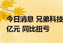 今日消息 兄弟科技：上半年预盈2.1亿元-2.7亿元 同比扭亏