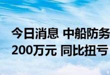 今日消息 中船防务：上半年预盈1600万元-2200万元 同比扭亏