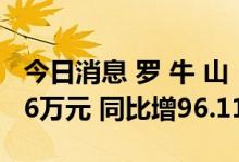 今日消息 罗 牛 山：6月生猪销售收入9906.56万元 同比增96.11%