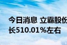今日消息 立霸股份：预计上半年净利同比增长510.01%左右